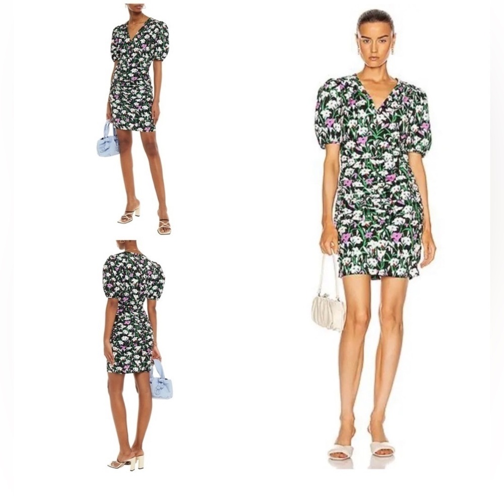 VERONICA BEARD Janis Ruched Floral Poplin Cotton Bodycon Cocktail Dress 00